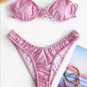 ZAFUL Metallic Snakeskin Multiway Cheeky Bikini Swimwear - NEVER WORN!